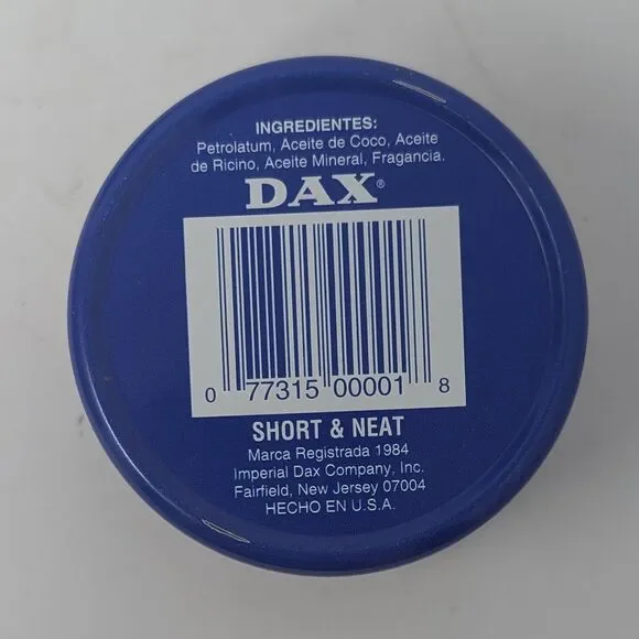 Lot Of 7 Dax Pomade Short and Neat Light Hair Dress 3.5 oz With Box VTG 1984 NOS Bath